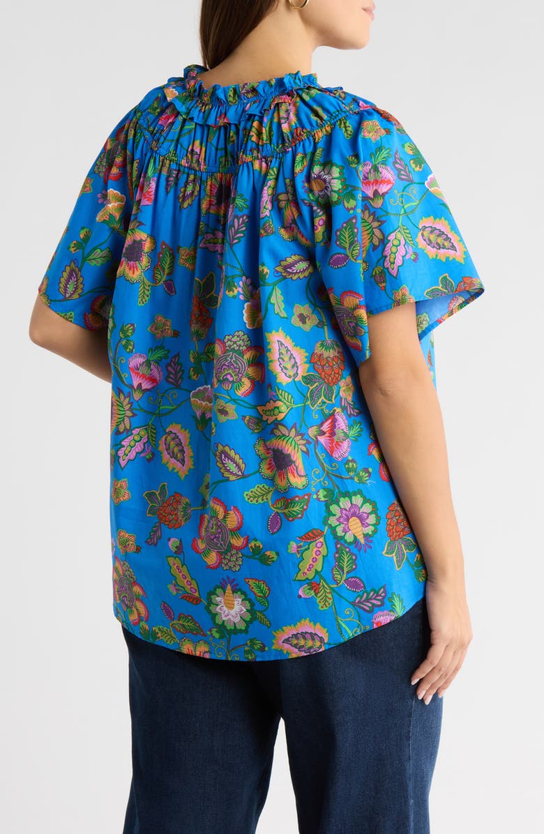 SUGARLIPS Anabelle Darthy Floral Flutter Sleeve Top, Alternate, color, Blue-Pink