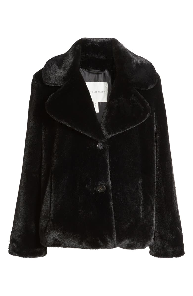 Avec Les Filles Notch Collar Faux Fur Coat, Alternate, color,