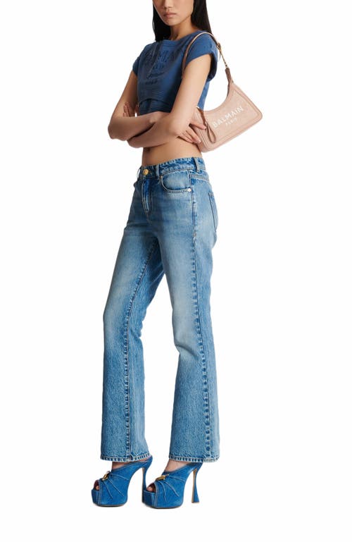 Balmain Suede B-army Shoulder Bag In Sand