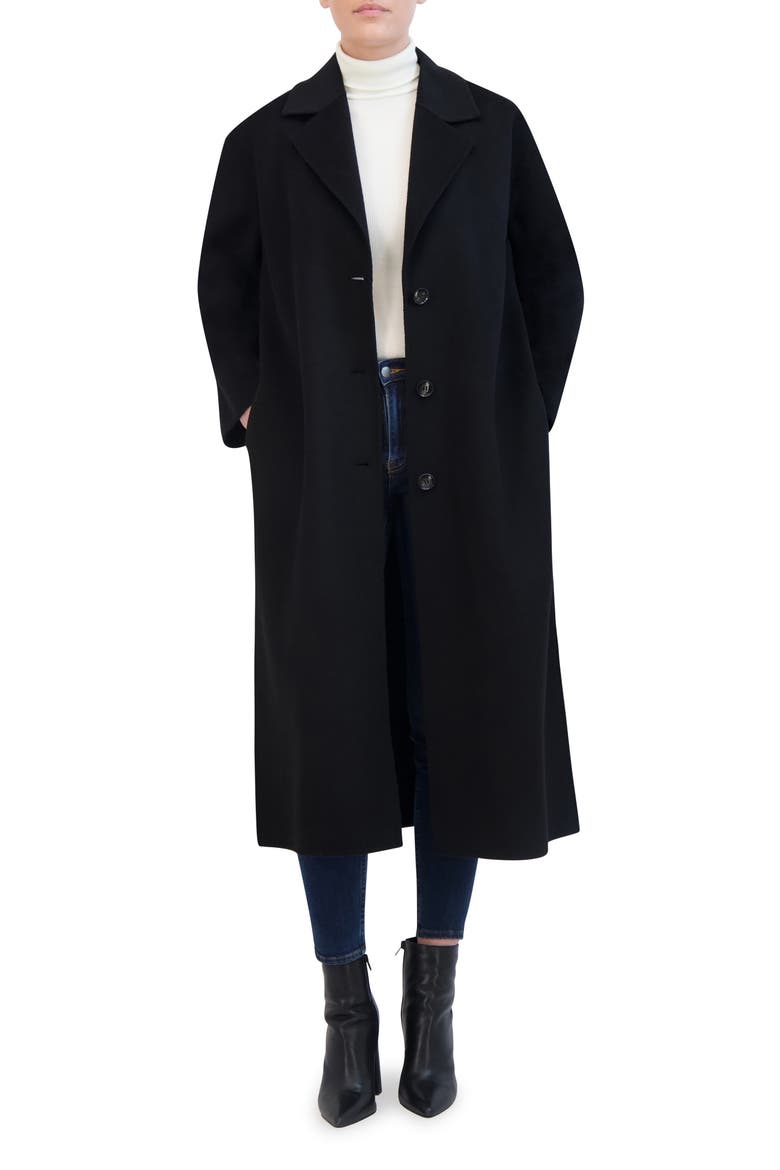 Double Faced Wool Reefer Coat, Main, color, BLACK