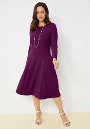 Jessica London Long Sleeve Stretch Ponte Dress