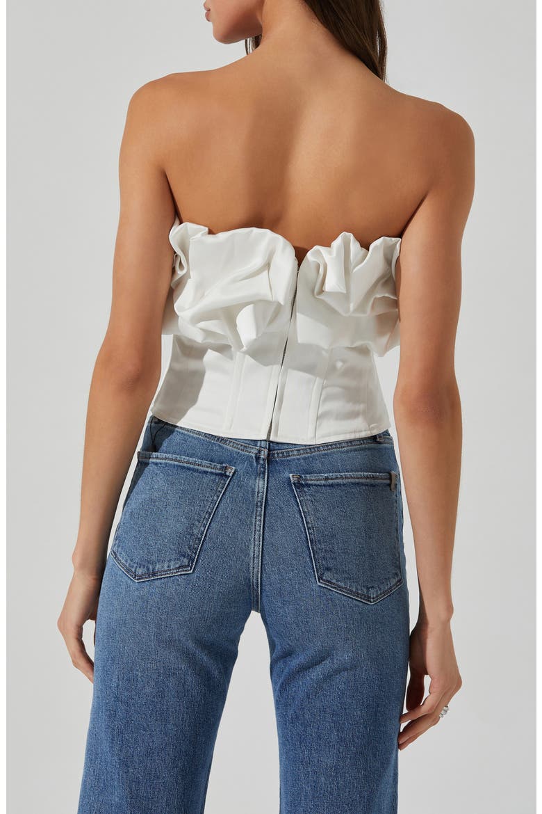 Sarahi Ruffle Detail Strapless Top, Alternate, color, WHITE