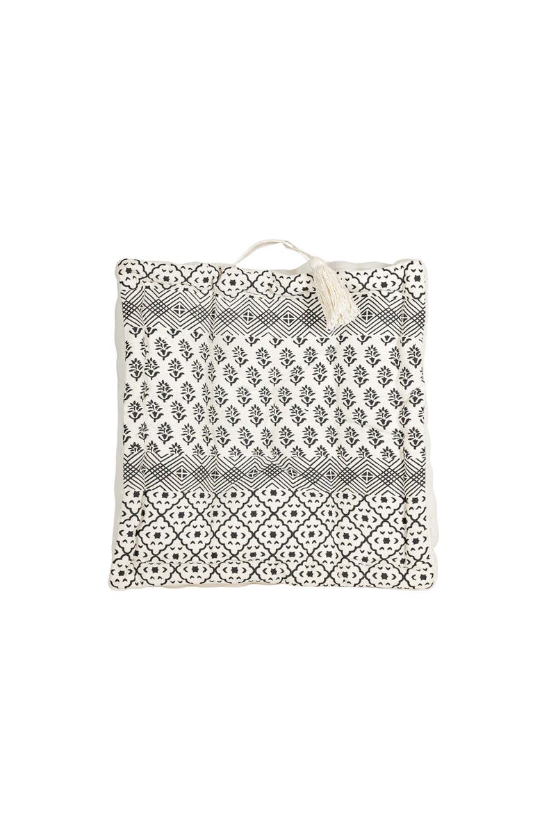 Foreside Home and Garden Boho Print Filled French Cushion Black & White, Main, color, White