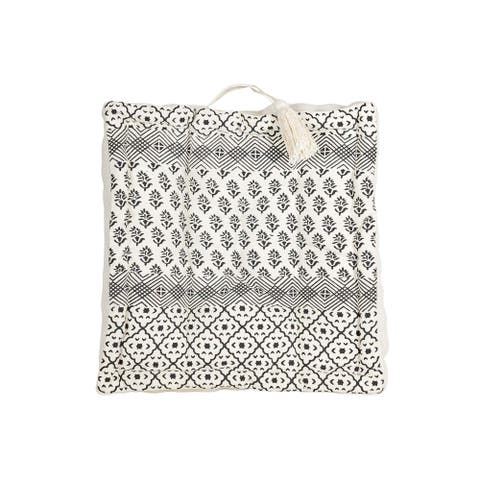 Boho Print Filled French Cushion Black & White