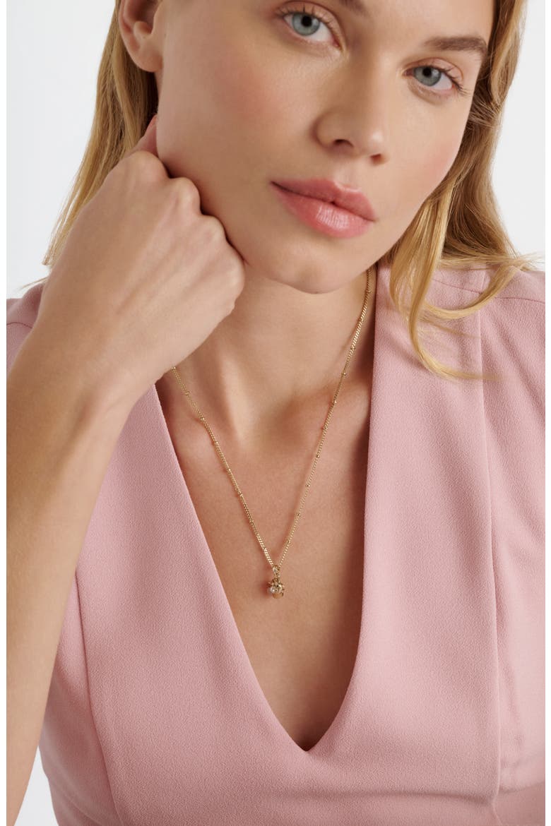 Parnela Polished Flower Pendant Necklace, Alternate, color, PALE GOLD/CRYSTAL