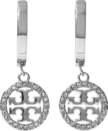 Tory Burch Miller Pavé Drop Huggie Hoop Earrings | Nordstrom