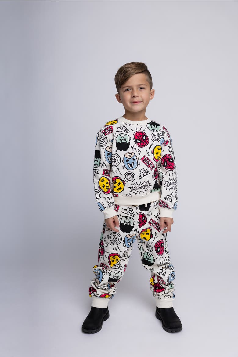 Avengers Fleece 2-Piece Sweatshirt and Pants Set, Alternate, color, Ivory