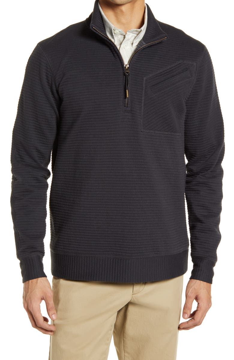 Billy Reid Double Knit Half-Zip Pullover, Main, color, Dark Navy