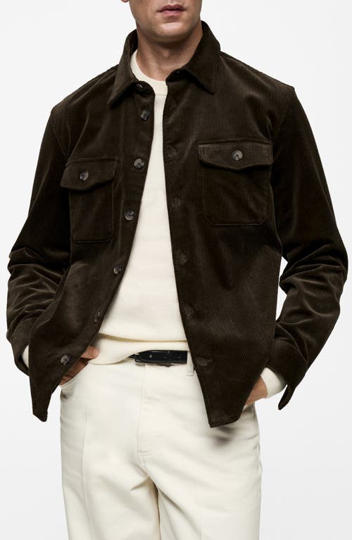 Mango Regular Fit Corduroy Overshirt In Khaki Green