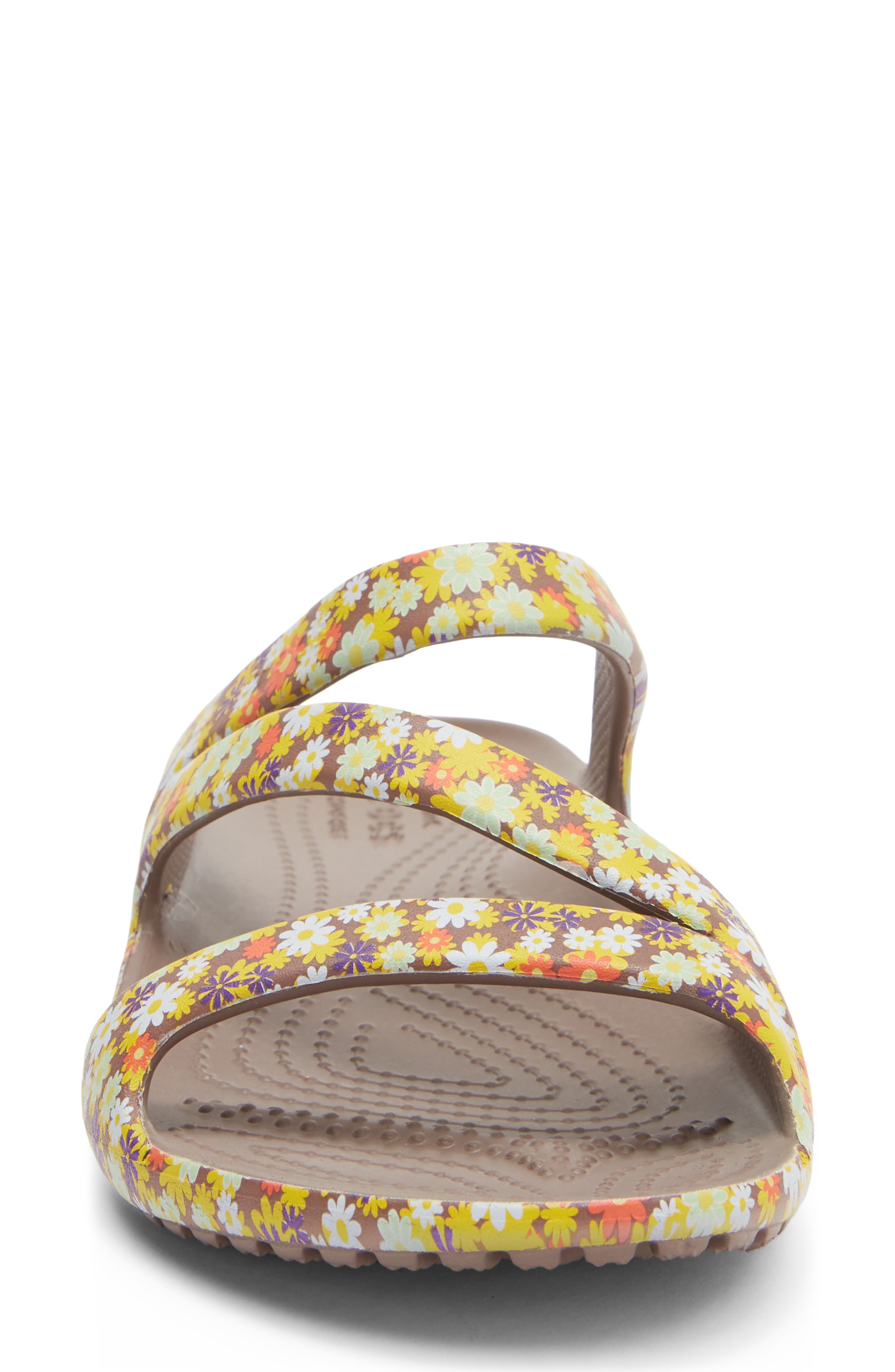 CROCS Kadee II Retro Floral Slide Sandal, Alternate, color, Truffle