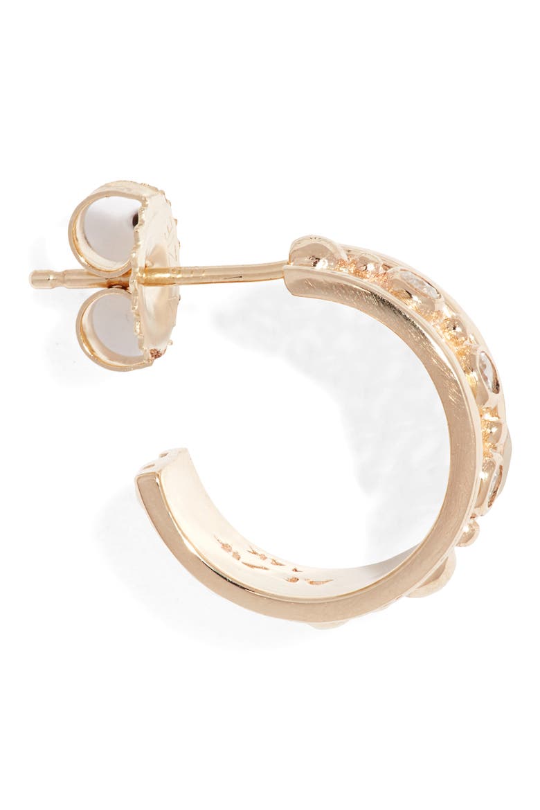 Dew Drop Marine Huggie Hoop Earrings, Alternate, color, GOLD/ DIAMOND