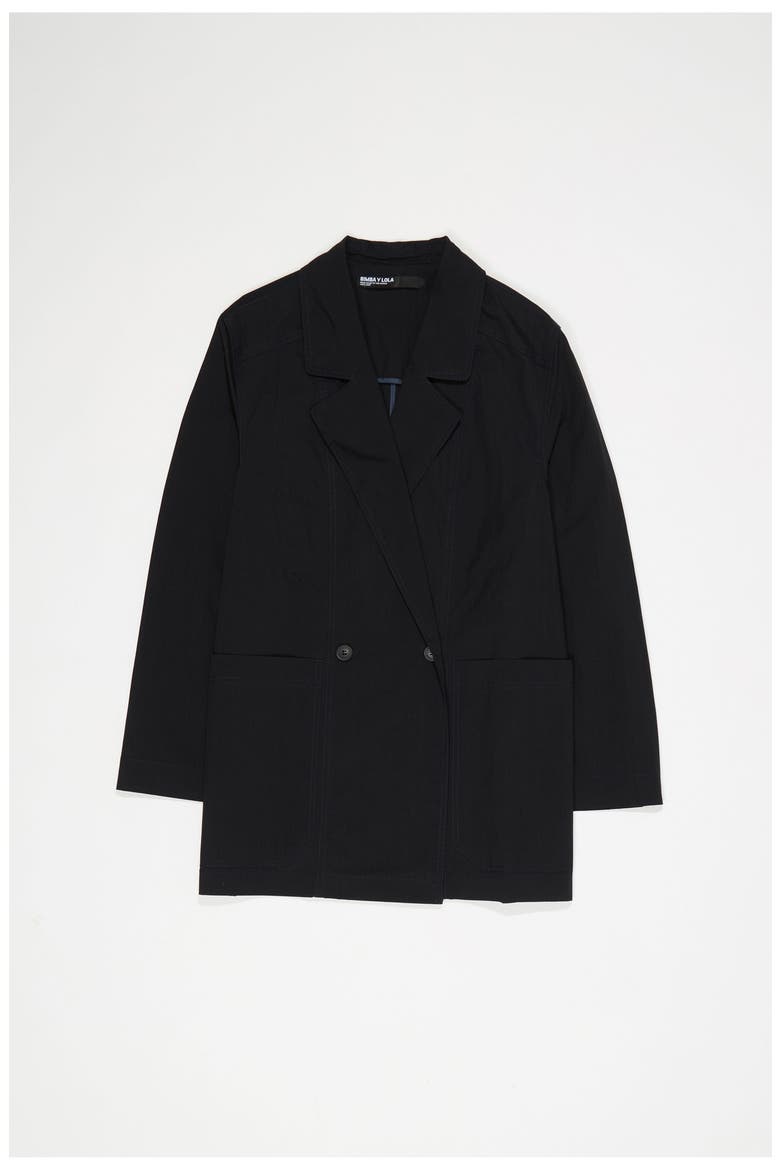 Topstitched Tailored Jacket, Alternate, color, BLACK