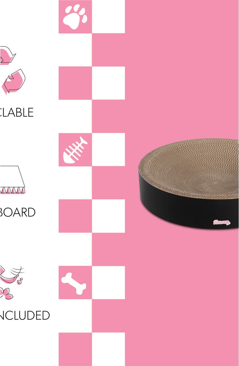 The Licker Store Nelson 20.13" Modern Cardboard Round Bowl Cat Scratcher with Catnip, Alternate, color, Black