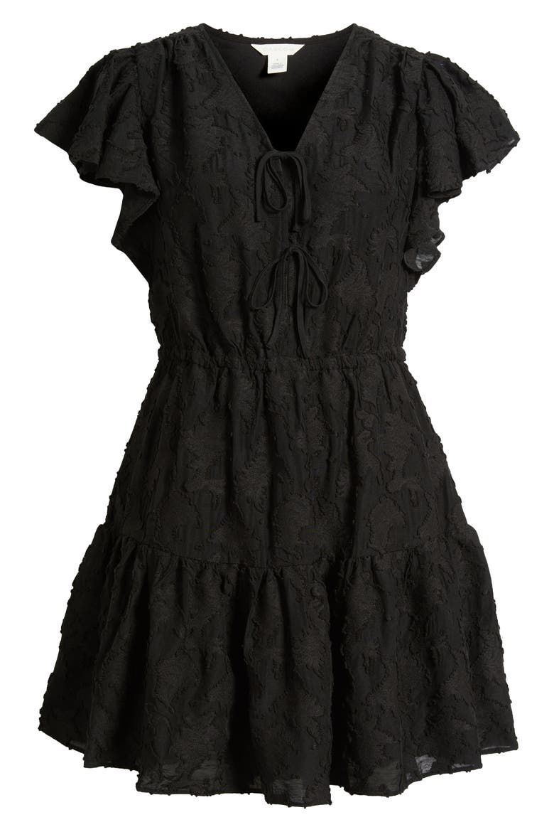 Tonal Floral Jacquard Dress, Alternate, color, BLACK