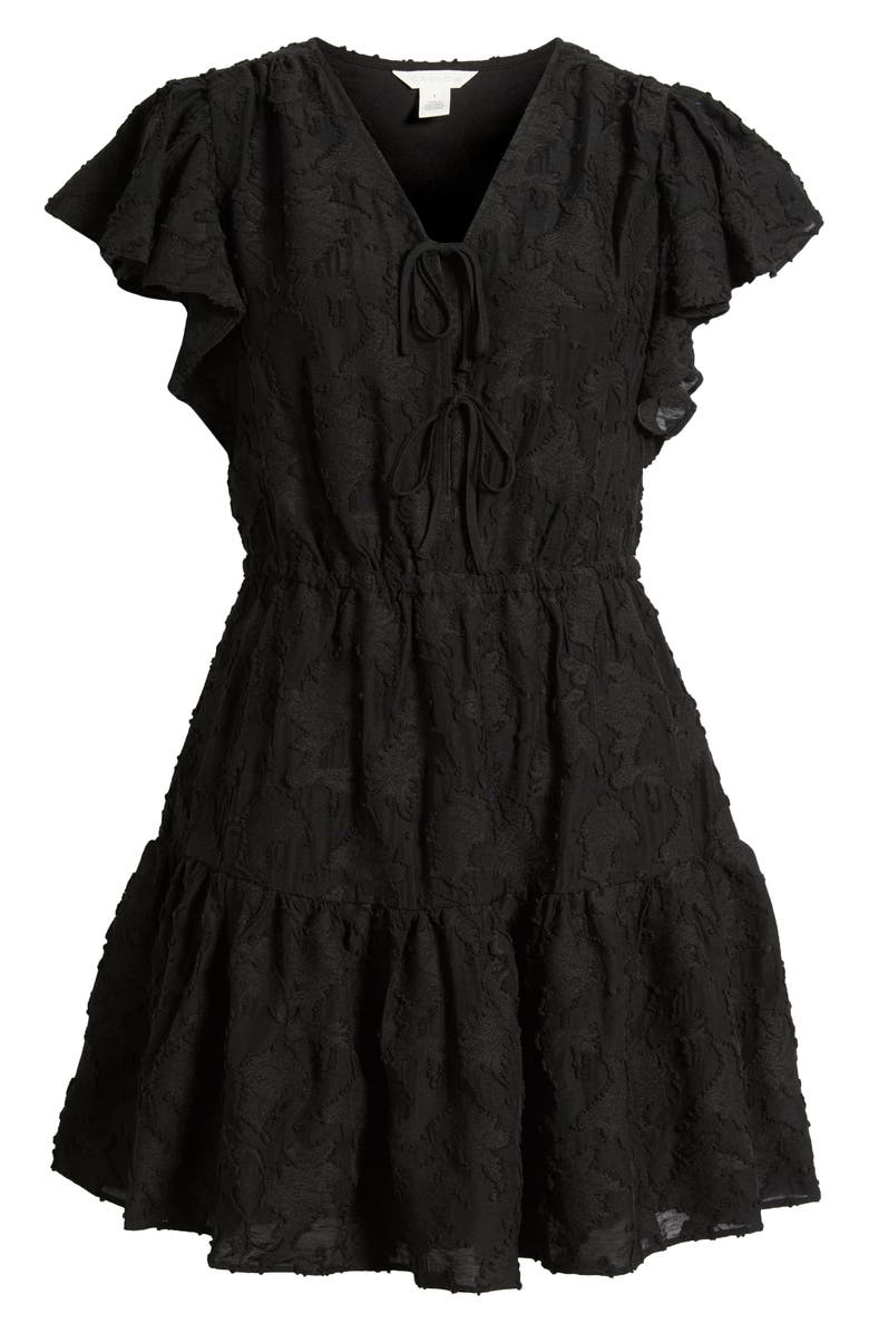 Caslon<sup>®</sup> Tonal Floral Jacquard Dress, Alternate, color, Black