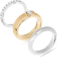 NORDSTROM RACK Set of 3 Cubic Zirconia Stackable Rings
