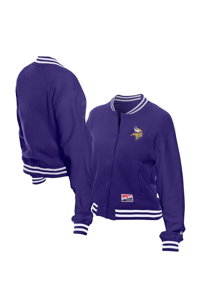 New Era Women's New Era Purple Minnesota Vikings Throwback Fleece Full-Snap Jacket, Main, color, Purple