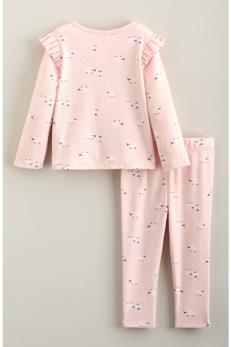 Kids' Button Front Flutter Sleeve 2-Piece Set, Alternate, color, PINK DOGWOOD SHEEP