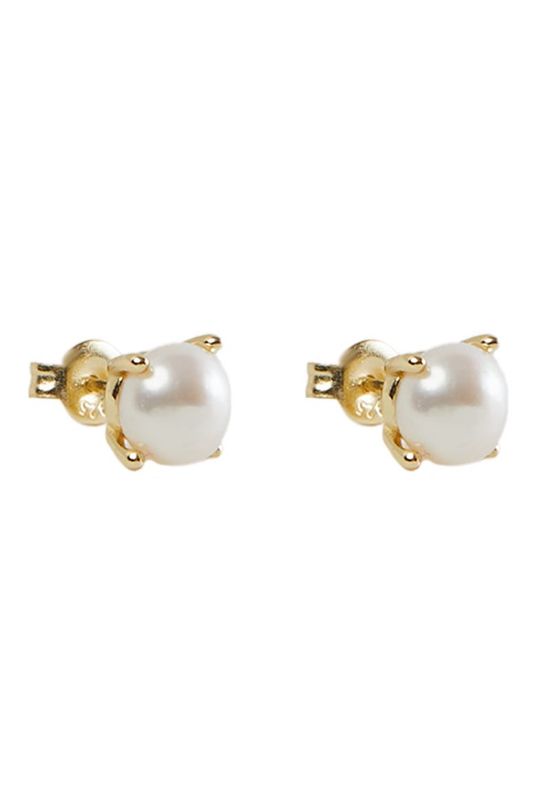 Freshwater Pearl Stud Earrings, Main, color, GOLD