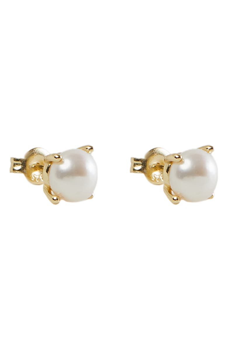 Argento Vivo Sterling Silver Freshwater Pearl Stud Earrings, Alternate, color, Gold