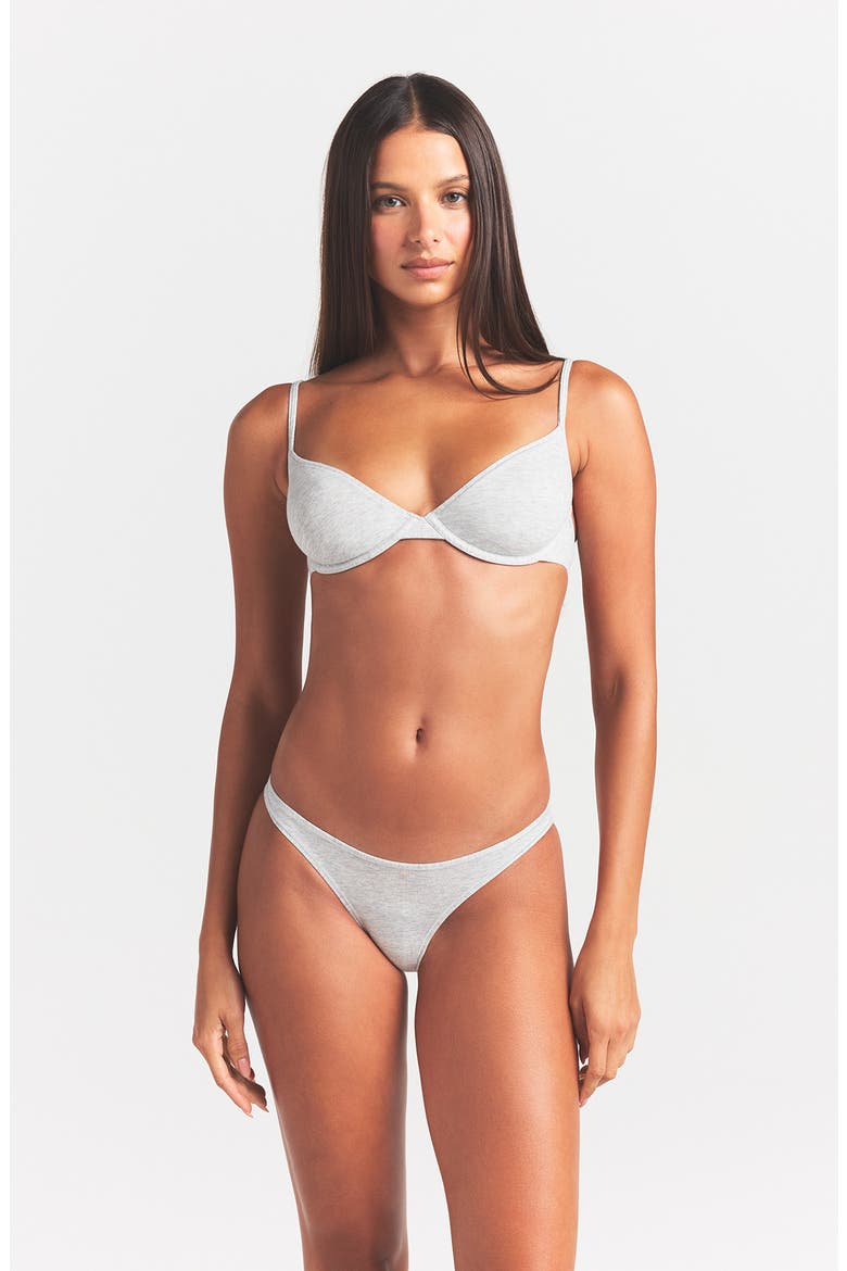 Everyday Cotton Underwire Unlined Demi Bra, Alternate, color, LIGHT HEATHER GREY