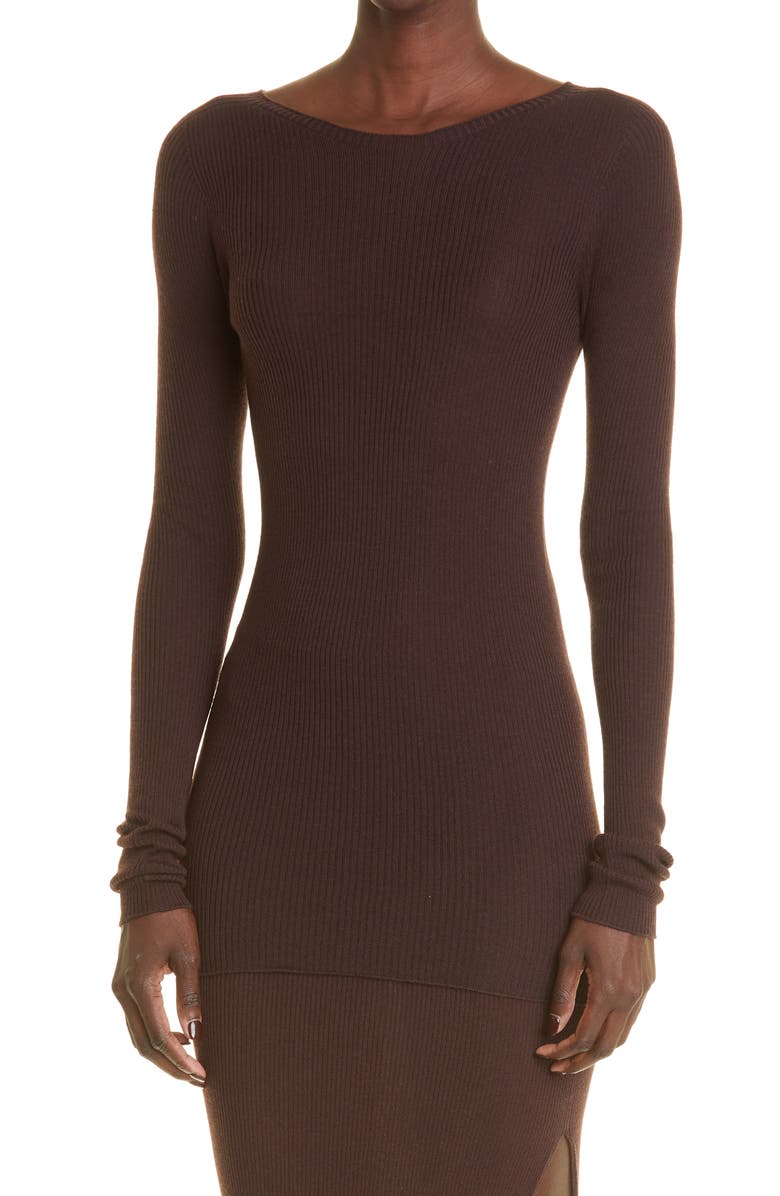 Rick Owens Ribbed New Wool Top, Alternate, color,