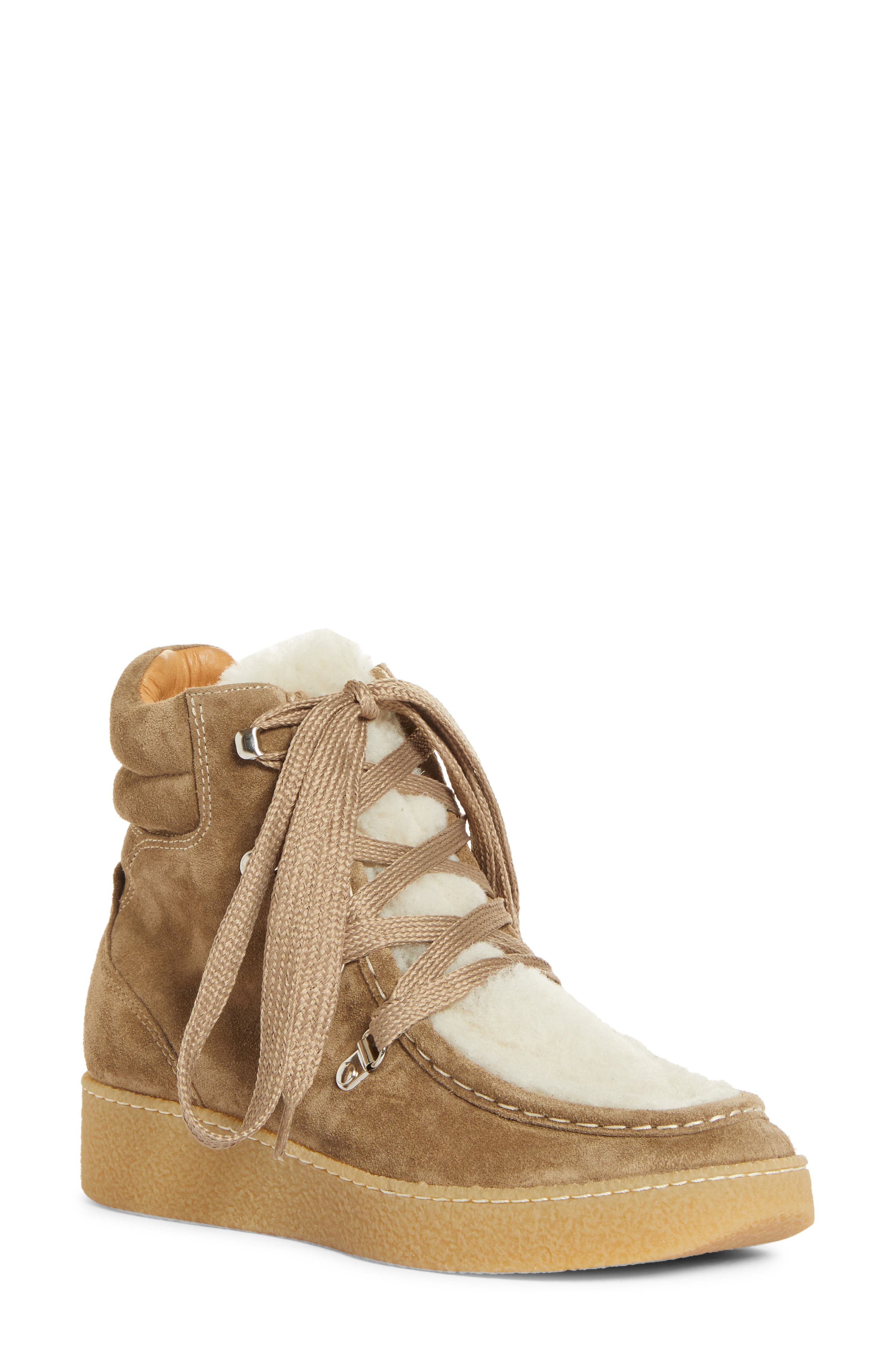 Isabel Marant Alpica Genuine Shearling Hiking Boot, Main, color, 