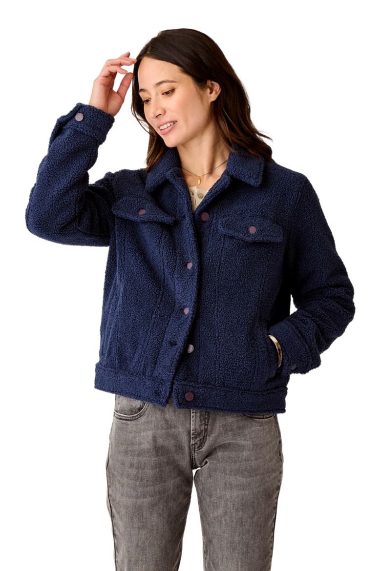 Rhea Boucle Trucker, Alternate, color, Navy