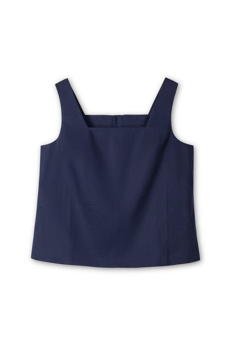 Linen Square Neck Tank, Alternate, color, Navy Linen