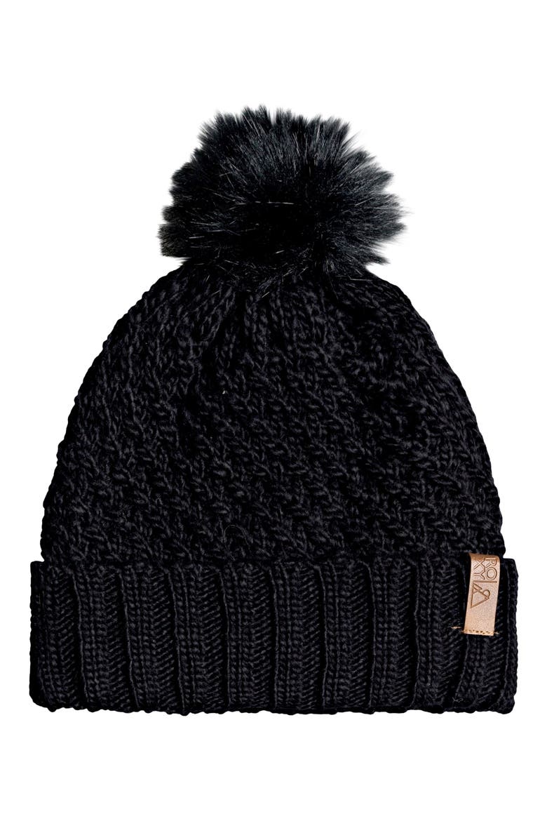 Blizzard Pompom Beanie, Main, color, TRUE BLACK