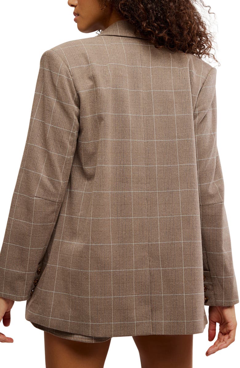 Free People Paper Cut Pinstripe Blazer, Alternate, color, Chocolate Combo
