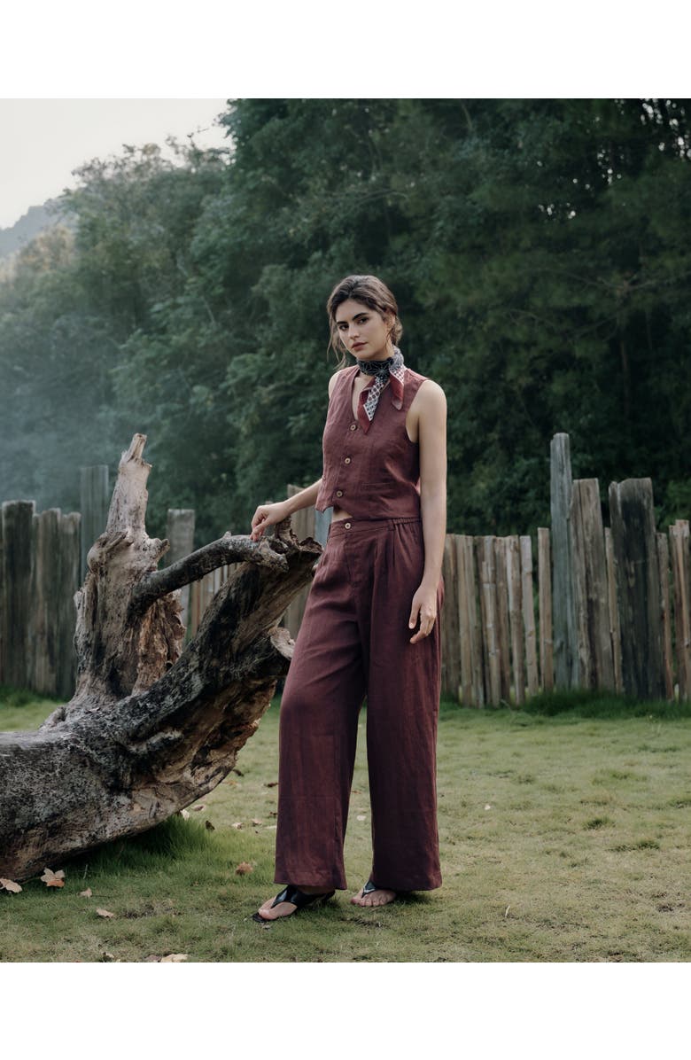 JUANA Hemp Tailored Vest, Alternate, color, Brown