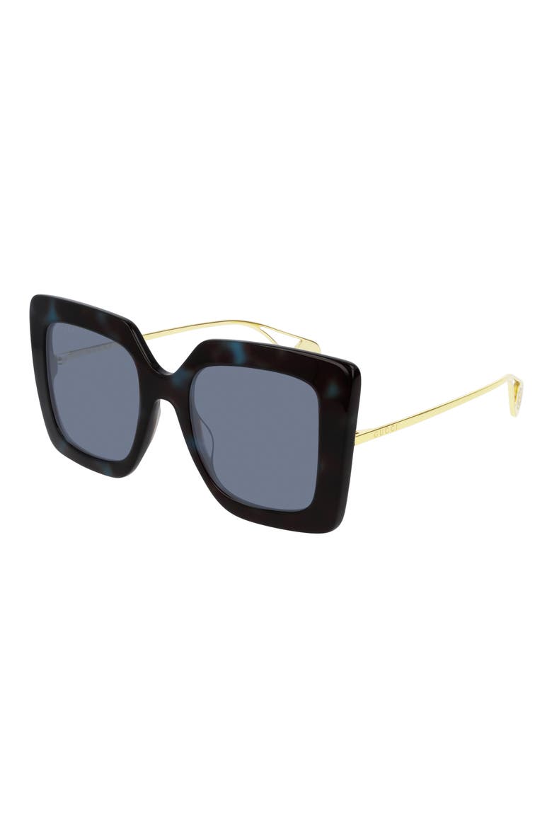 51mm Square Sunglasses, Main, color, SHINY BLUE DK HAV/ BLUE SLD