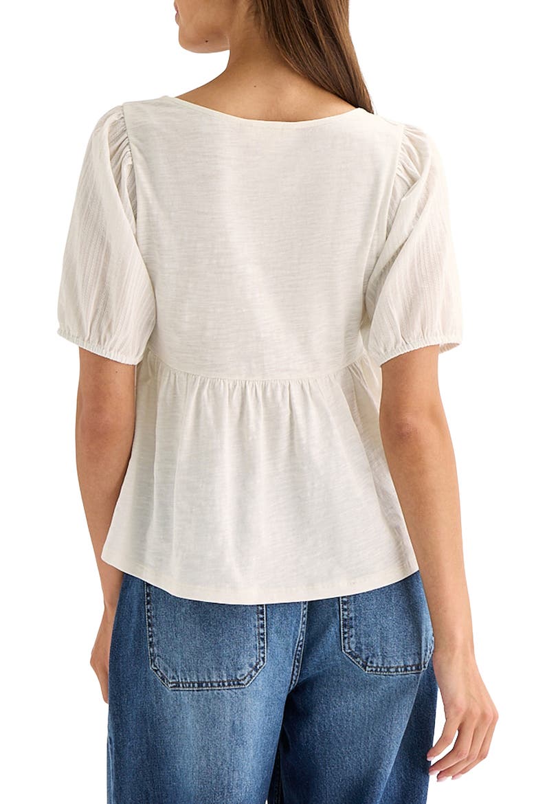 Schiffli Square Neck Cotton Top, Alternate, color, GARDENIA