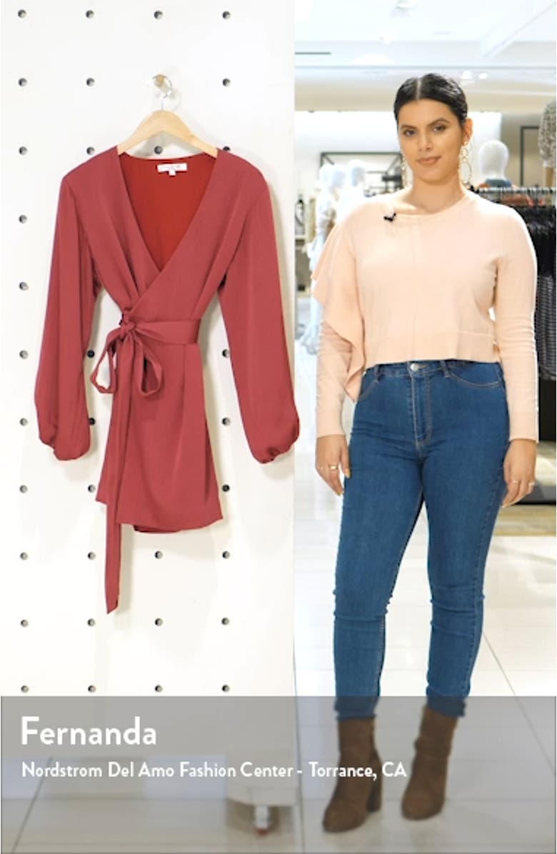 Aurora Long Sleeve Satin Wrap Minidress, sales video thumbnail