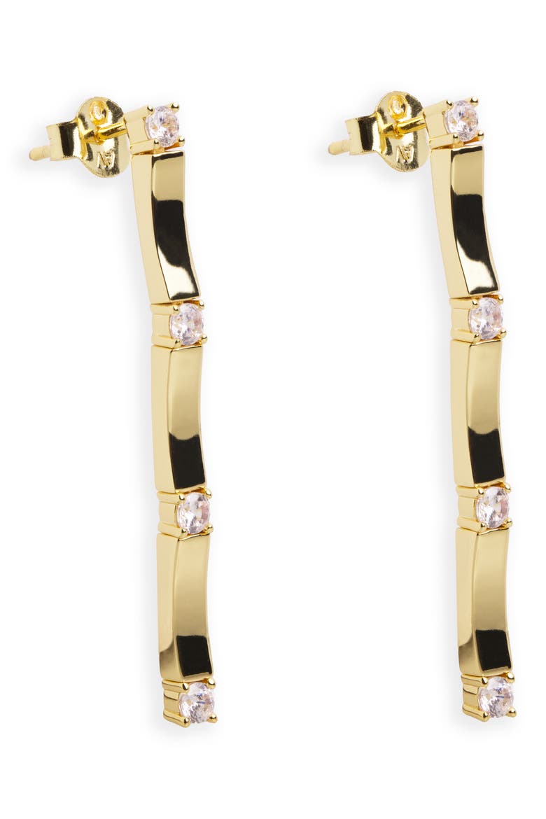 Linear Cubic Zirconia Earrings, Main, color, GOLD