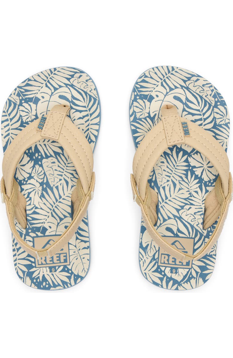 Reef Kids' Little Ahi Flip Flop, Alternate, color, Blue/ Tan Palm