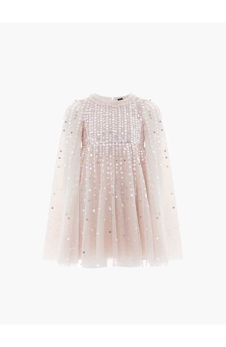 Needle & Thread Moonlight Sequin Cape Kids Dress, Alternate, color, Oyster