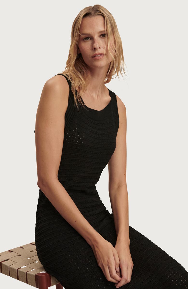 Varley Cusack Cotton Knit Dress, Alternate, color, Black