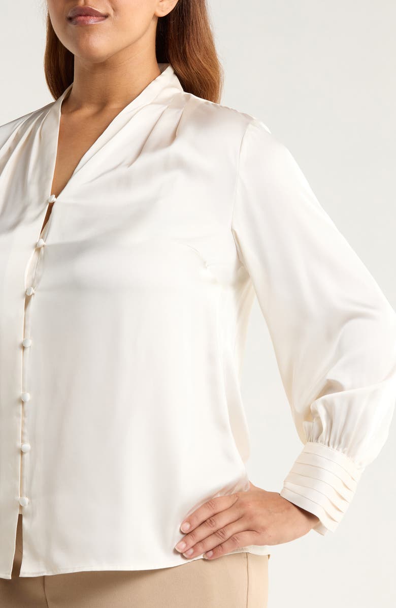 Anne Klein Pleated Top, Alternate, color, White Dove
