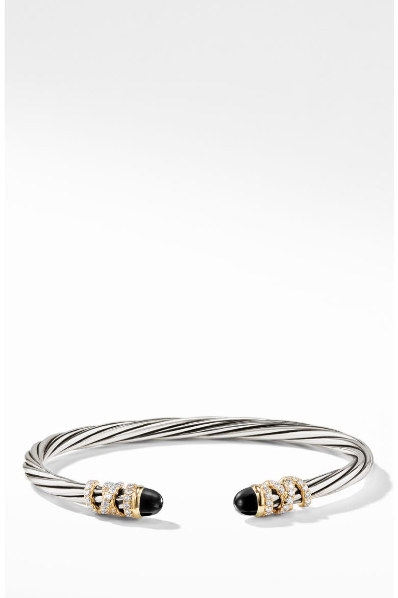 Helena Bracelet in Sterling Silver & 18K Gold with Diamonds, 4mm, Alternate, color, GOLD/ SILVER/ BLACK ONYX