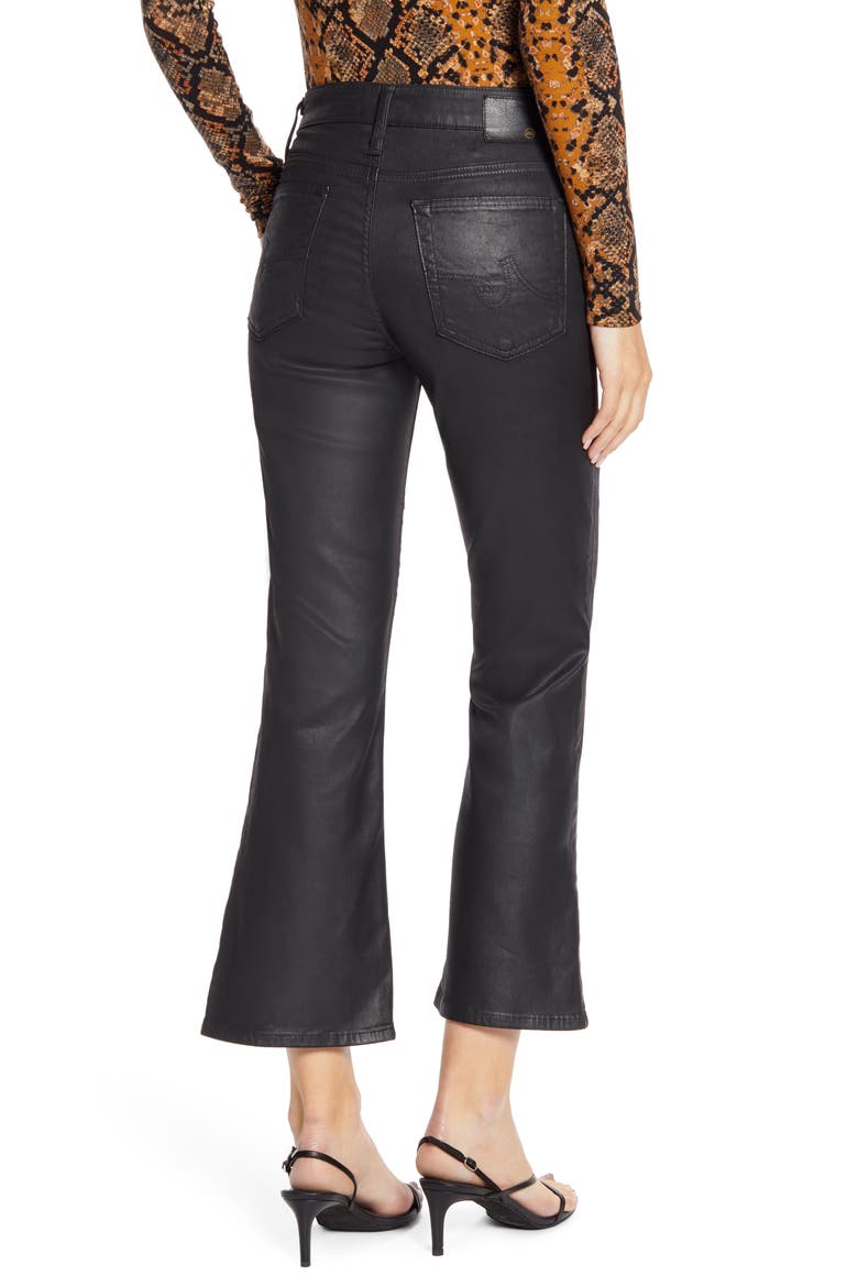 The Quinne Coated High Waist Crop Flare Jeans, Alternate, color, LEATHERETTE LT-