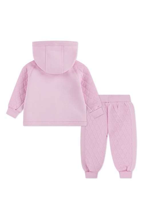 Nike Readyset Quilted Snap-up Hoodie & Joggers Set In Pink