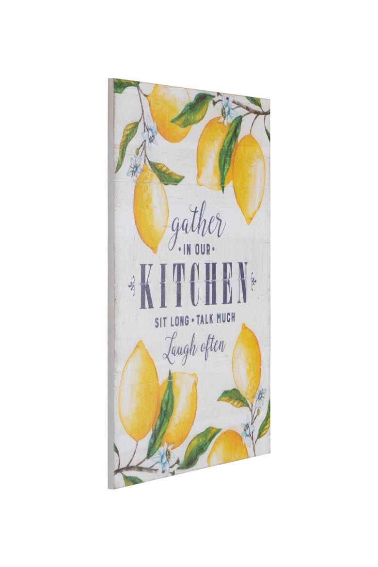 "Gather in Our Kitchen" Wood Wall Décor with Lemons, Alternate, color, Yellow