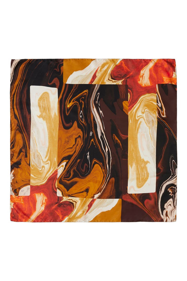 Icon Geode Print Silk Scarf, Alternate, color, BURNT CINNAMON MULTI