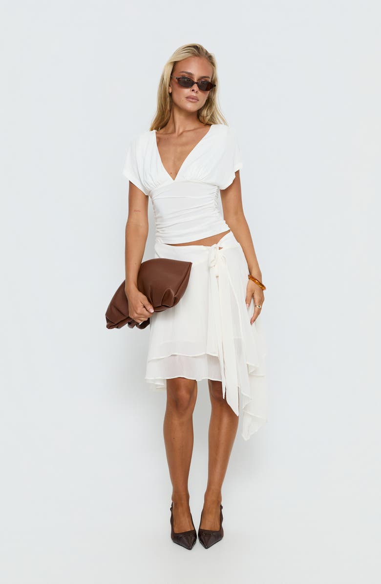 Princess Polly Ophella Tie Waist Tiered Asymmetric Chiffon Midi Skirt, Alternate, color,