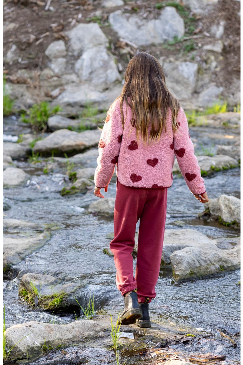 Parker Heart Print Fleece Jacket, Alternate, color, SADDLE