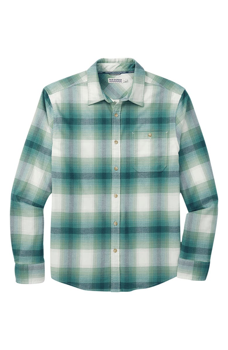 Fair Harbor Plaid Lightweight Flannel Button-Up Shirt, Alternate, color, Green Hills Plaid