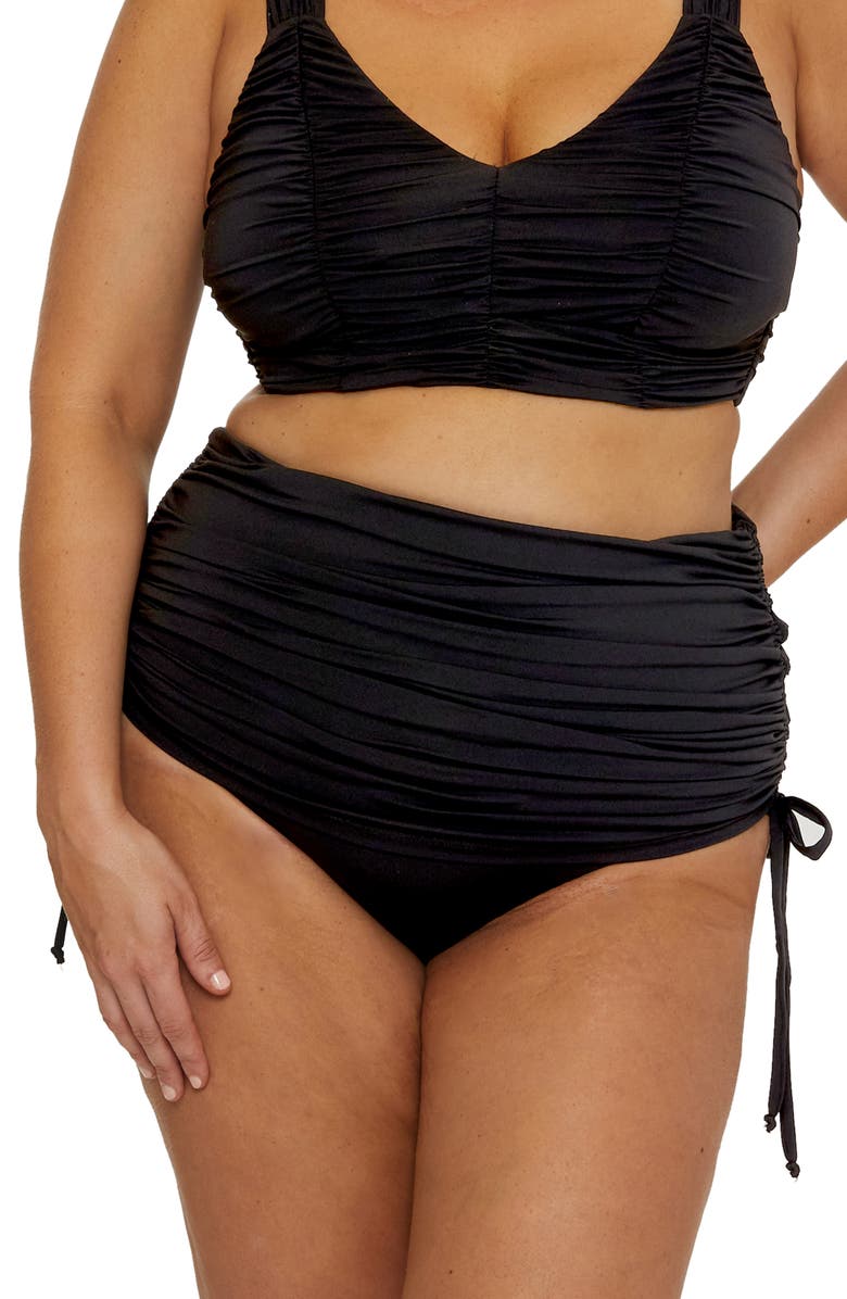 Becca Etc. Color Code Skirted Bikini Bottoms, Main, color, Black