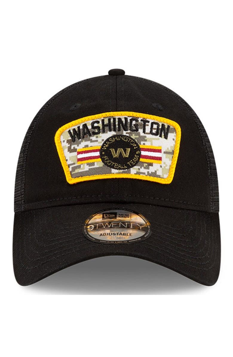 New Era Men's New Era Black Washington Football Team 2021 Salute To Service Trucker 9TWENTY Adjustable Hat, Alternate, color,